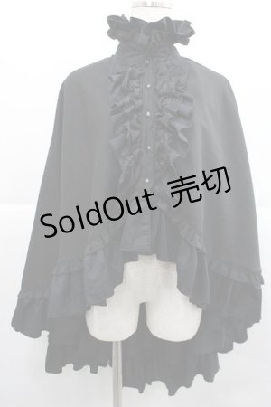 画像: MARBLE / ヴァンパイアタイ付き立ち襟フリルマント  黒 I-25-12-27-075-GO-JA-SA-ZI