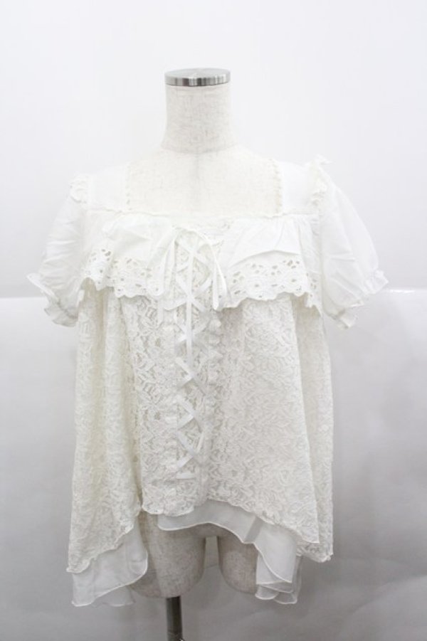 画像1: axes femme / レースアップAラインブラウス  白 I-25-12-27-015-AX-BL-SA-ZI (1)