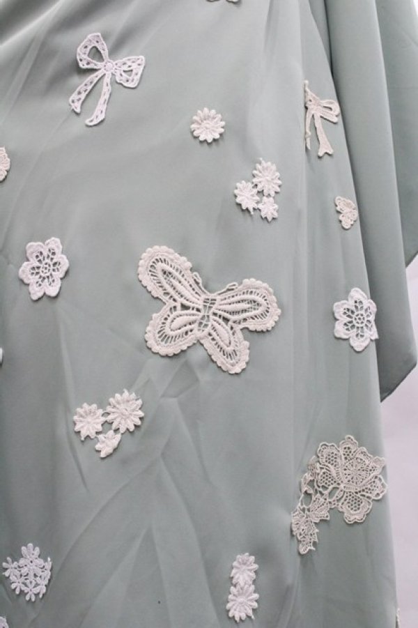 画像7: Favorite / 白レースと翡翠の泉和装ワンピース XL グリーンＸ白 I-25-12-27-083-LO-OP-SA-ZI (7)