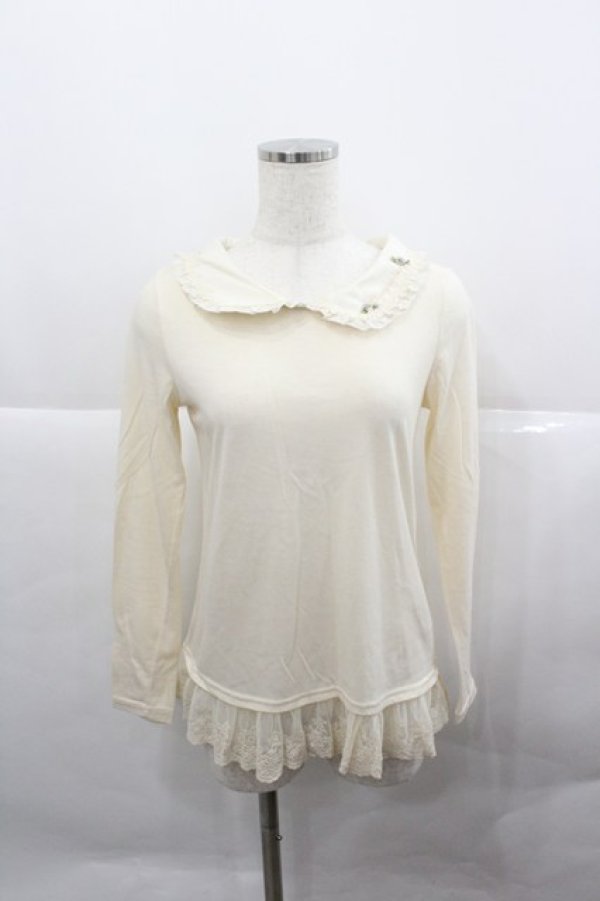 画像1: axes femme / 襟付き裾レースインナープルオーバー  アイボリー I-25-12-27-016-AX-TO-SA-ZI (1)