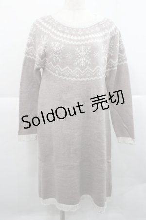 画像: axes femme POETIQUE / 雪柄ニットワンピ M アワピンク I-25-12-27-087-AX-OP-TE-ZI