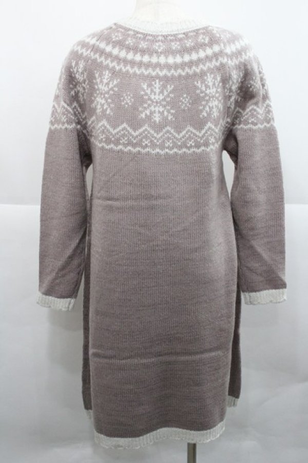 画像2: axes femme POETIQUE / 雪柄ニットワンピ M アワピンク I-25-12-27-087-AX-OP-TE-ZI (2)