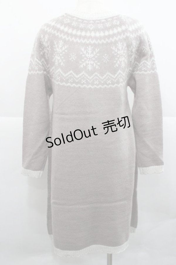 画像2: axes femme POETIQUE / 雪柄ニットワンピ M アワピンク I-25-12-27-087-AX-OP-TE-ZI (2)