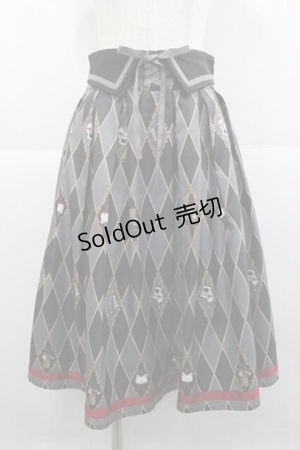 画像1: axes femme Kawaii / ダイヤ柄襟付きスカート M ブラック I-25-12-27-096-AX-SK-SA-ZI (1)