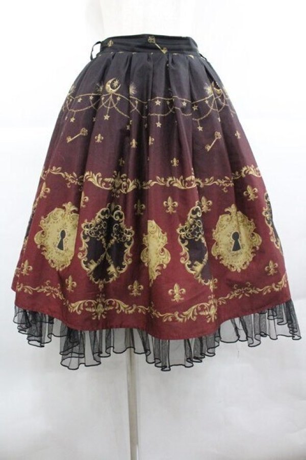 画像1: axes femme kawaii / 鍵柄スカート M ワイン I-25-12-27-097-AX-SK-SA-ZI (1)