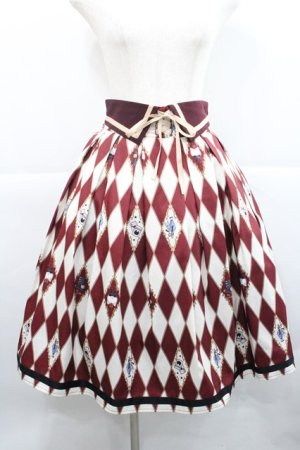画像: axes femme kawaii / ダイヤ柄襟付きスカート M ワイン I-25-12-27-098-AX-SK-SA-ZI