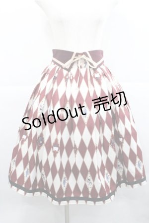 画像: axes femme Kawaii / ダイヤ柄襟付きスカート M ワイン I-25-12-27-098-AX-SK-SA-ZI