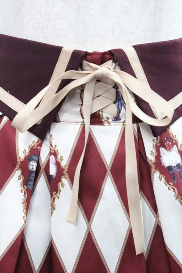 画像3: axes femme kawaii / ダイヤ柄襟付きスカート M ワイン I-25-12-27-098-AX-SK-SA-ZI (3)