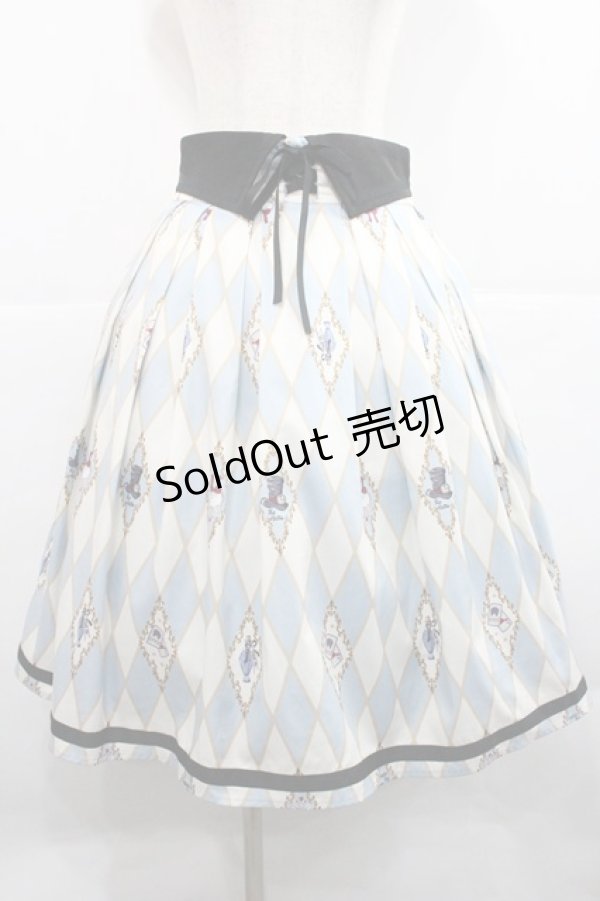 画像1: axes femme Kawaii / ダイヤ柄襟付きスカート M サックス I-25-12-27-099-AX-SK-SA-ZI (1)