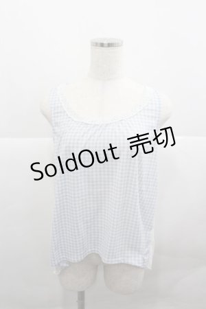 画像: axes femme / ギンガムチェックシースルー重ねノースリーブトップス  サックスＸ白 I-25-12-27-018-AX-TO-SA-ZI