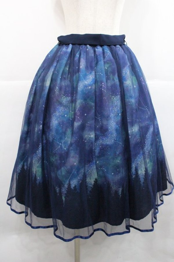 画像1: axes femme POETIQUE / ミルキーウェイフレアスカート  ネイビー I-25-12-27-100-AX-SK-SA-ZI (1)