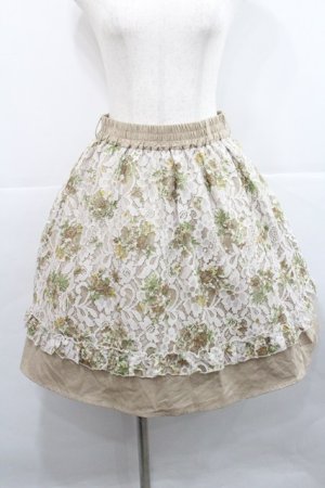 画像: axes femme / 花柄レースレイヤードスカート M ベージュ I-25-12-27-104-AX-SK-TE-ZI