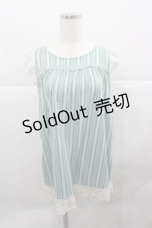 画像: axes femme / ストライプノースリーブトップス  ミントＸ白 I-25-12-27-019-AX-TO-SA-ZI