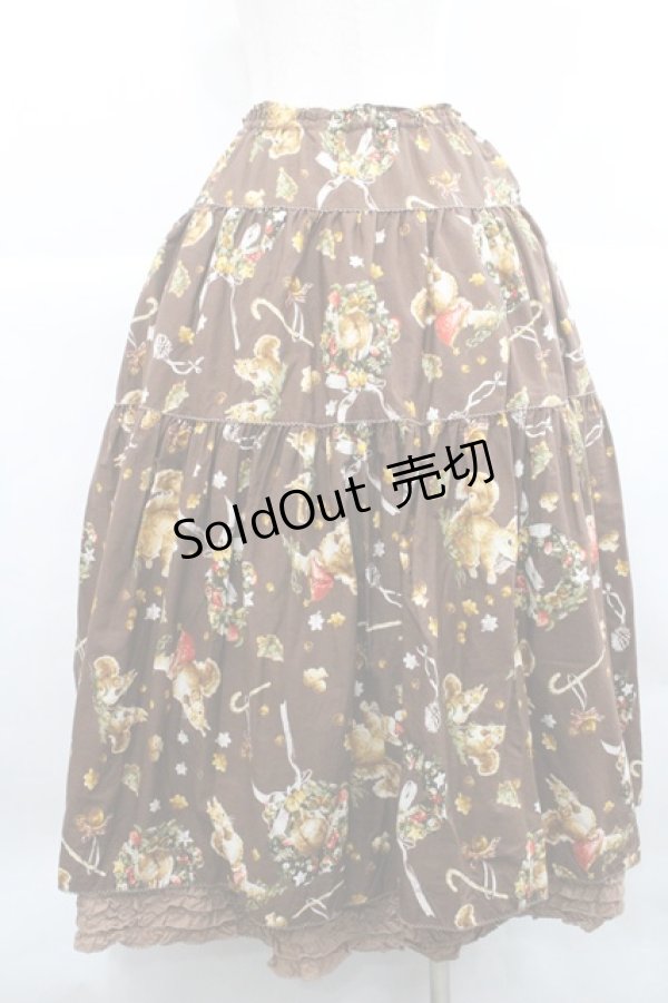 画像2: PINK HOUSE / ウィンターフォレストトリートプリントスカート  ブラウン I-25-12-27-109-LO-SK-SA-ZI (2)