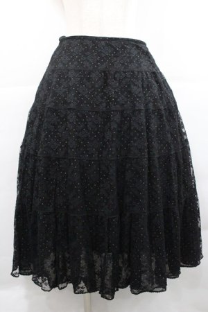 画像: INGEBORG / レース重ねドットスカート  黒 I-25-12-27-110-LO-SK-SA-ZI
