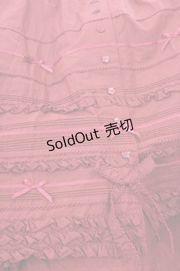 画像4: PINK HOUSE / サテンリボンいっぱいローンティアードスカート  赤 I-25-12-27-111-LO-SK-SA-ZI (4)