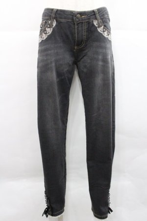 画像: axes femme / 裾編み上げストレッチパンツ L 黒 I-25-12-27-112-AX-PA-TE-ZI