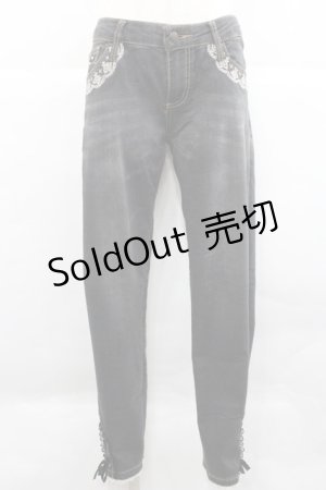 画像: axes femme / 裾編み上げストレッチパンツ L 黒 I-25-12-27-112-AX-PA-TE-ZI