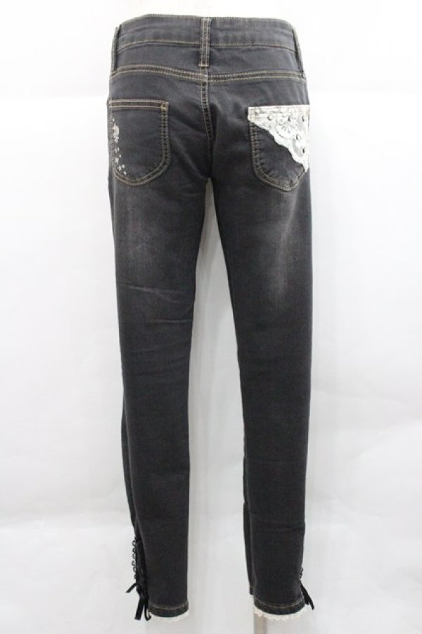 画像2: axes femme / 裾編み上げストレッチパンツ L 黒 I-25-12-27-112-AX-PA-TE-ZI (2)