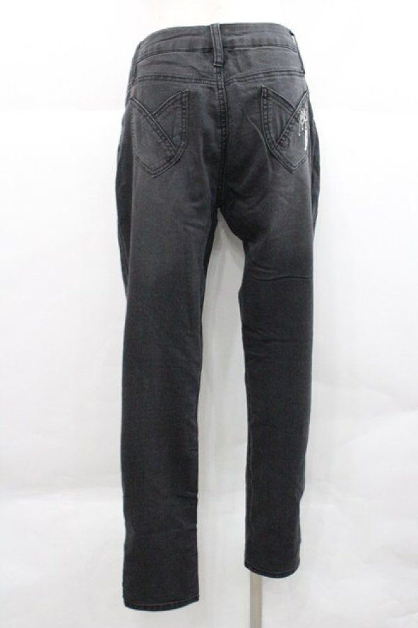 画像2: axes femme / ねこ刺繍デニムパギンス L 黒 I-25-12-27-113-AX-PA-TE-ZI (2)