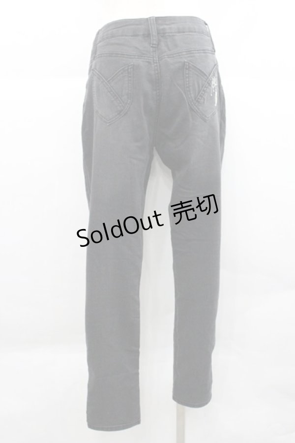 画像2: axes femme / ねこ刺繍デニムパギンス L 黒 I-25-12-27-113-AX-PA-TE-ZI (2)