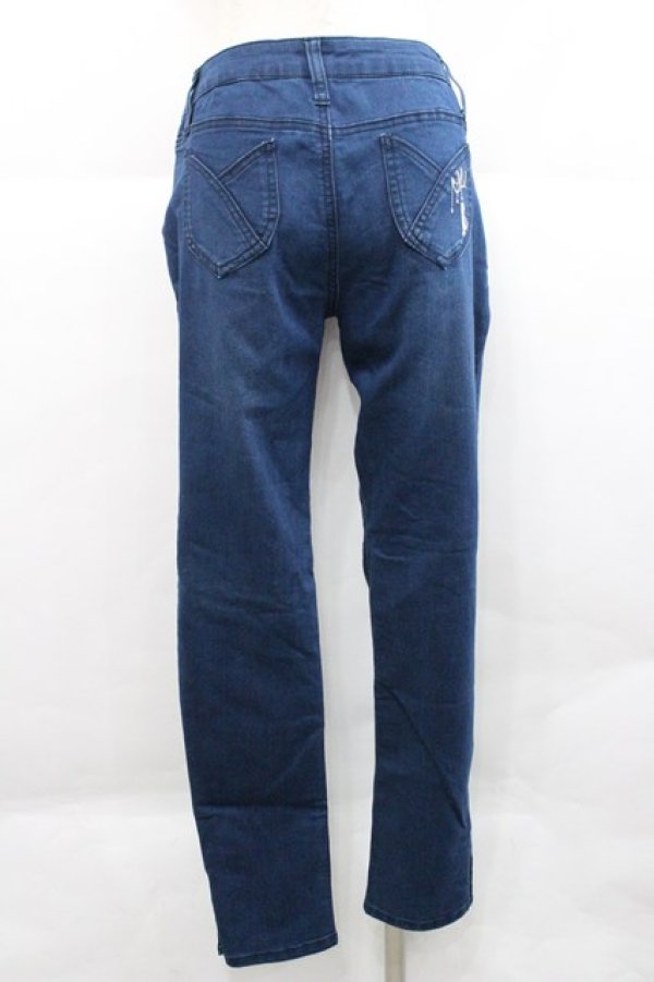 画像2: axes femme / ねこ刺繍デニムパギンス L ブルー I-25-12-27-114-AX-PA-TE-ZI (2)