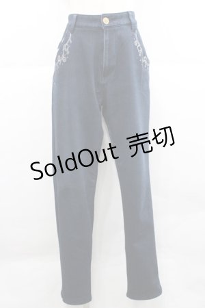 画像: axes femme / 刺繍デニムパンツ  紺 I-25-12-27-115-AX-PA-SA-ZI