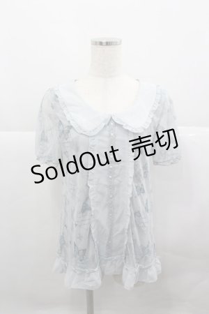 画像: axes femme / バタフライチュール襟付きトップス  サックス I-25-12-27-021-AX-TO-SA-ZI