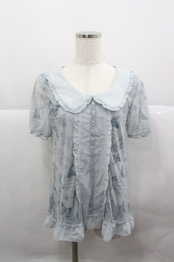 画像1: axes femme / バタフライチュール襟付きトップス  サックス I-25-12-27-021-AX-TO-SA-ZI (1)