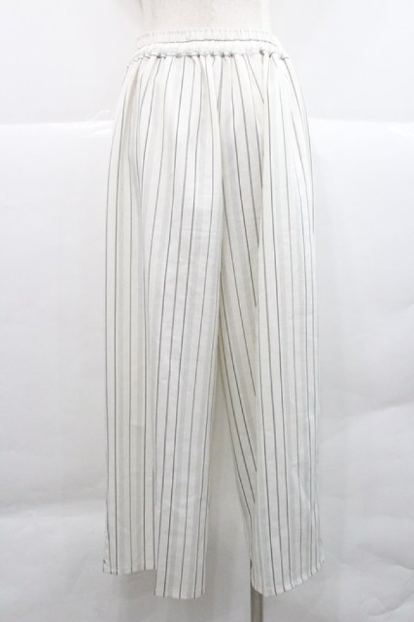 画像2: axes femme / 裾刺繍ストライプワイドパンツ  白Ｘ黒 I-25-12-27-116-AX-PA-SA-ZI (2)