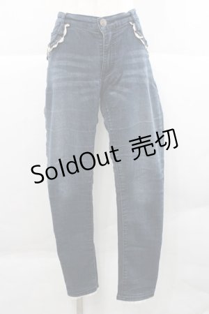 画像: axes femme / 薔薇チャーム付デニムパギンス  青デニム I-25-12-27-117-AX-PA-SA-ZI