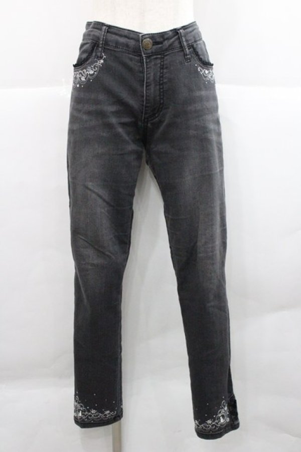 画像1: axes femme / ポケット刺繍デニムパンツ  黒デニム I-25-12-27-118-AX-PA-SA-ZI (1)