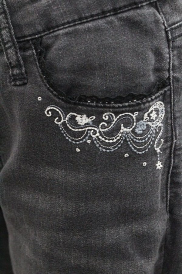 画像3: axes femme / ポケット刺繍デニムパンツ  黒デニム I-25-12-27-118-AX-PA-SA-ZI (3)