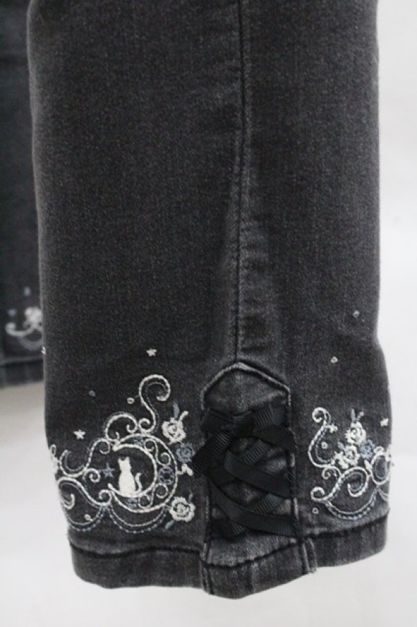 画像5: axes femme / ポケット刺繍デニムパンツ  黒デニム I-25-12-27-118-AX-PA-SA-ZI (5)