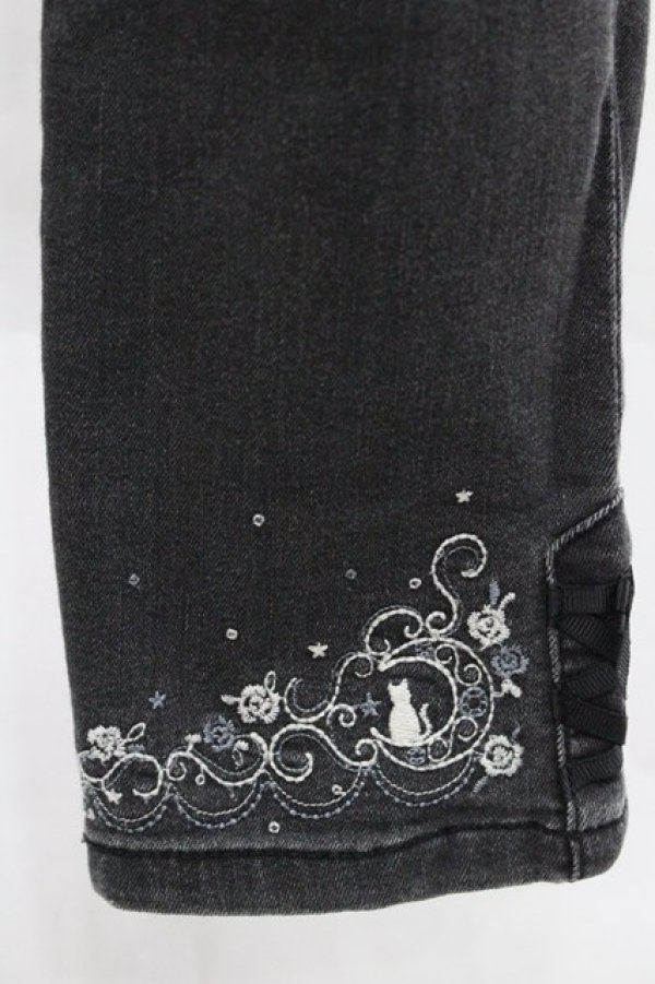 画像6: axes femme / ポケット刺繍デニムパンツ  黒デニム I-25-12-27-118-AX-PA-SA-ZI (6)