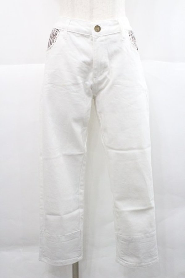 画像1: axes femme / 猫ストライプストレッチパンツ  白 I-25-12-27-119-AX-PA-SA-ZI (1)