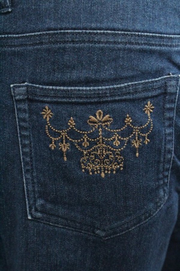 画像3: axes femme / ストライプ使い薔薇刺繍デニムパンツ  青 I-25-12-27-120-AX-PA-SA-ZI (3)