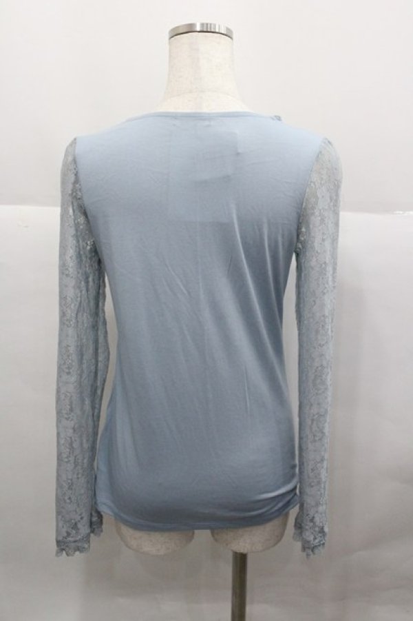 画像2: axes femme / 袖レーシーインナープルオーバー  サックス I-25-12-27-022-AX-TO-SA-ZI (2)