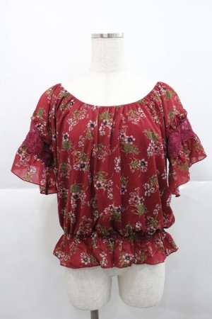 画像: axes femme / シフォンフラワートップス  ボルドー I-25-12-27-029-AX-TO-SA-ZI