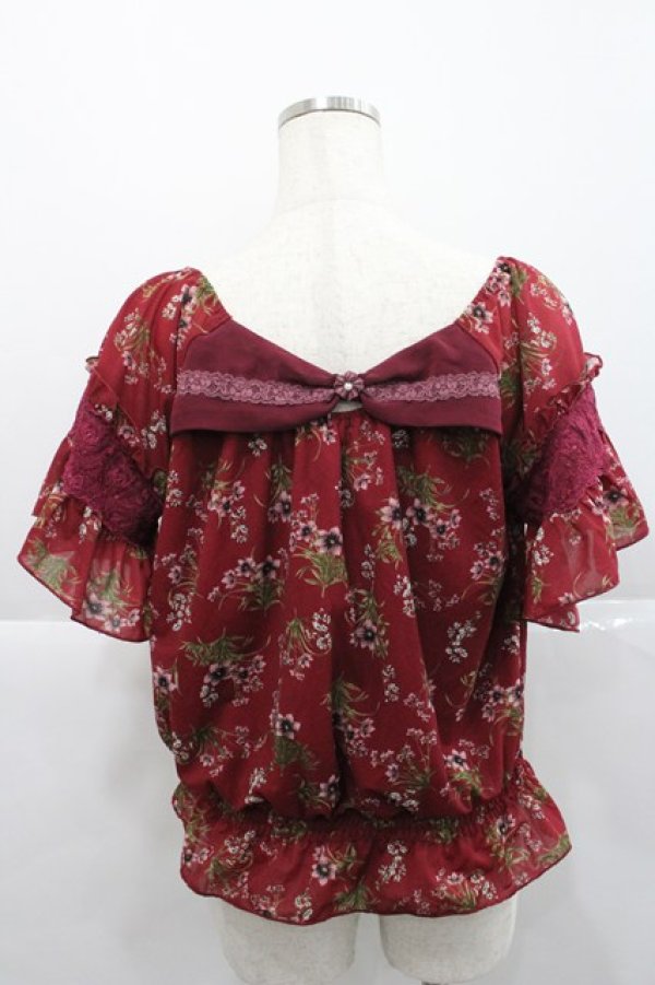 画像2: axes femme / シフォンフラワートップス  ボルドー I-25-12-27-029-AX-TO-SA-ZI (2)