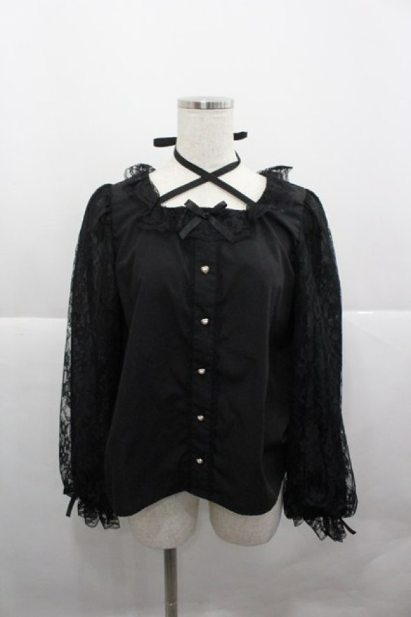 画像1: Lovely Tency / alsチョーカーレースブラウス L 黒 I-25-12-27-004-0-BL-SA-ZI (1)