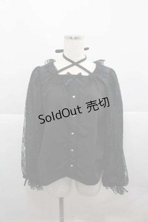 画像1: Lovely Tency / alsチョーカーレースブラウス L 黒 I-25-12-27-004-0-BL-SA-ZI (1)