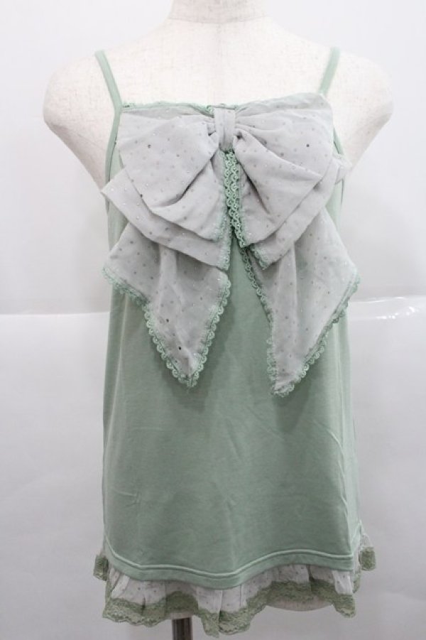 画像1: axes femme / ドットBigリボンキャミ M グリーン I-25-12-27-035-AX-TO-SA-ZI (1)