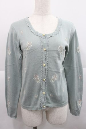 画像: axes femme / ブーケ刺繍カーディガン M ミント I-25-12-27-036-AX-TO-TE-ZI