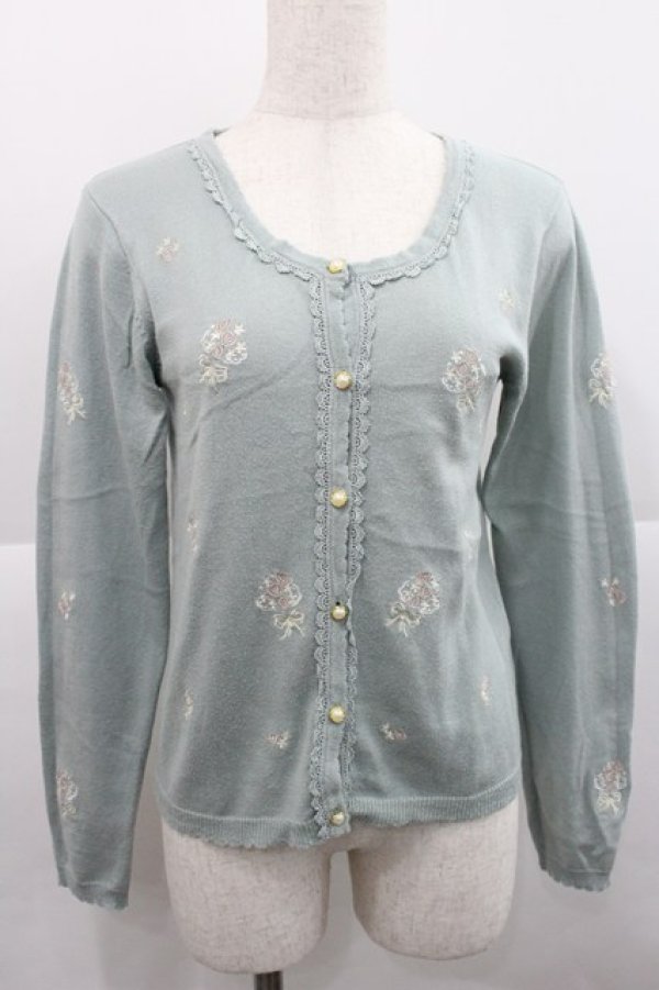 画像1: axes femme / ブーケ刺繍カーディガン M ミント I-25-12-27-036-AX-TO-TE-ZI (1)