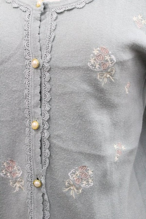 画像3: axes femme / ブーケ刺繍カーディガン M ミント I-25-12-27-036-AX-TO-TE-ZI (3)