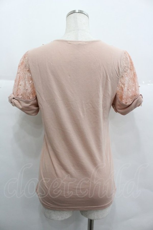 画像2: axes femme / ビジューレースハイショクTシャツ M アワピンク I-25-12-29-049-AX-TO-SA-ZI (2)