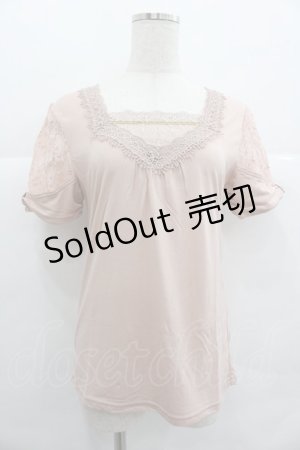 画像: axes femme / ビジューレースハイショクTシャツ M アワピンク I-25-12-29-050-AX-TO-SA-ZT565