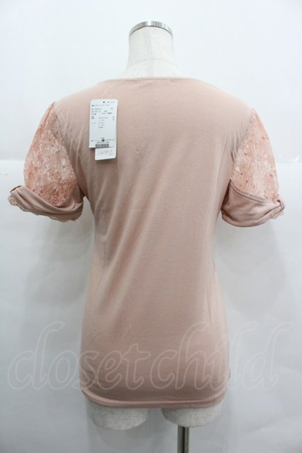 画像2: axes femme / ビジューレースハイショクTシャツ M アワピンク I-25-12-29-050-AX-TO-SA-ZI (2)