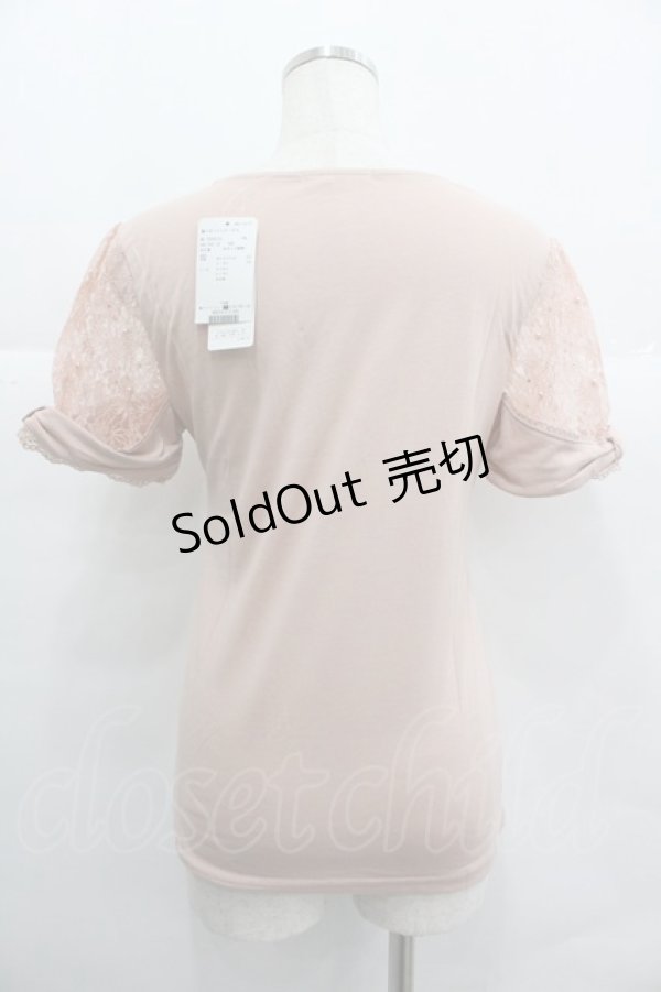 画像2: axes femme / ビジューレースハイショクTシャツ M アワピンク I-25-12-29-050-AX-TO-SA-ZT565 (2)